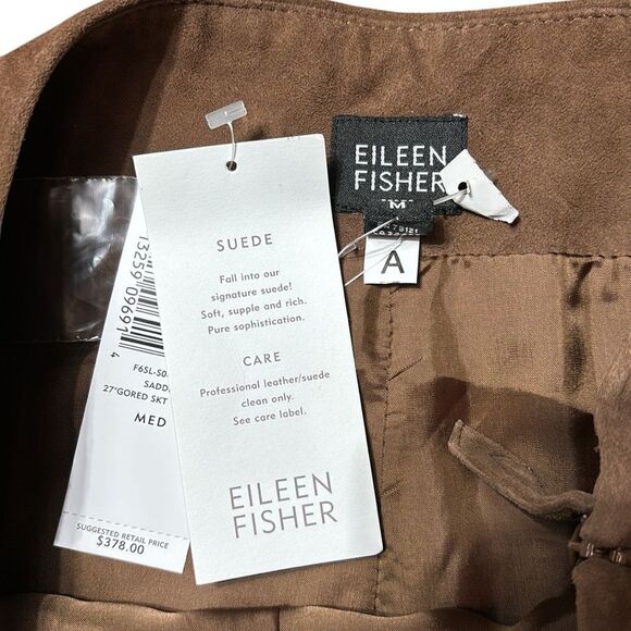 Eileen fisher women’s brown suede midi dress saddle 27” gored skirt med nwt - Picture 4 of 5